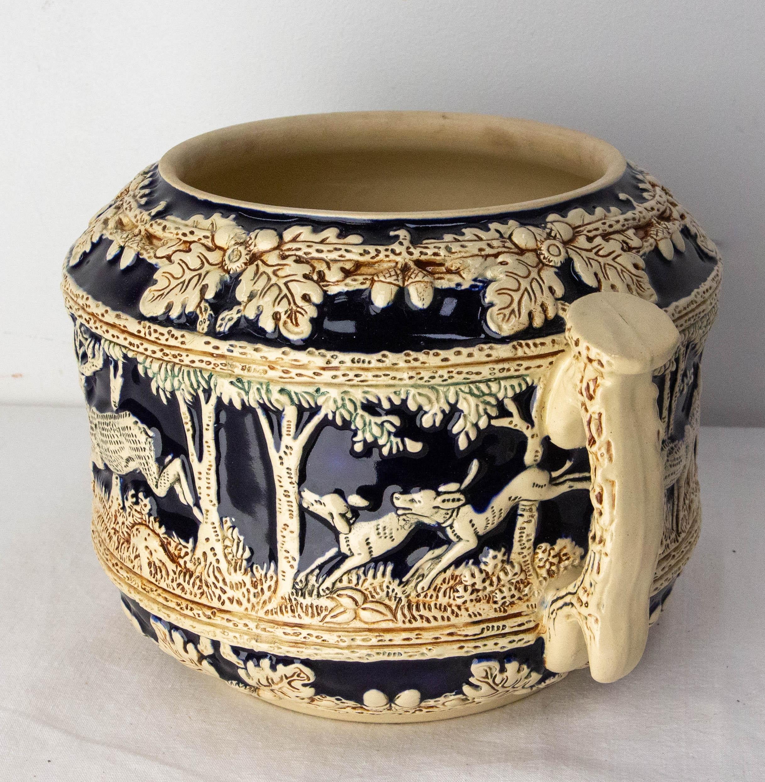 Centrotavola in gres tedesco Scharzwald Art Nouveau Scene di caccia, circa 1900 in vendita 4