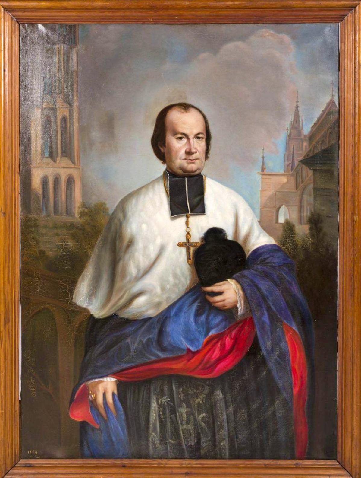 German School, 19th Century Portrait of a Church Official / Prelate Dated 1864 In Good Condition In Madrid, ES
