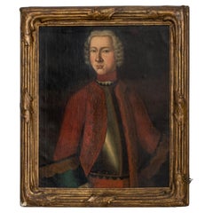 German School Nobleman Portrait Oil , 18th Century