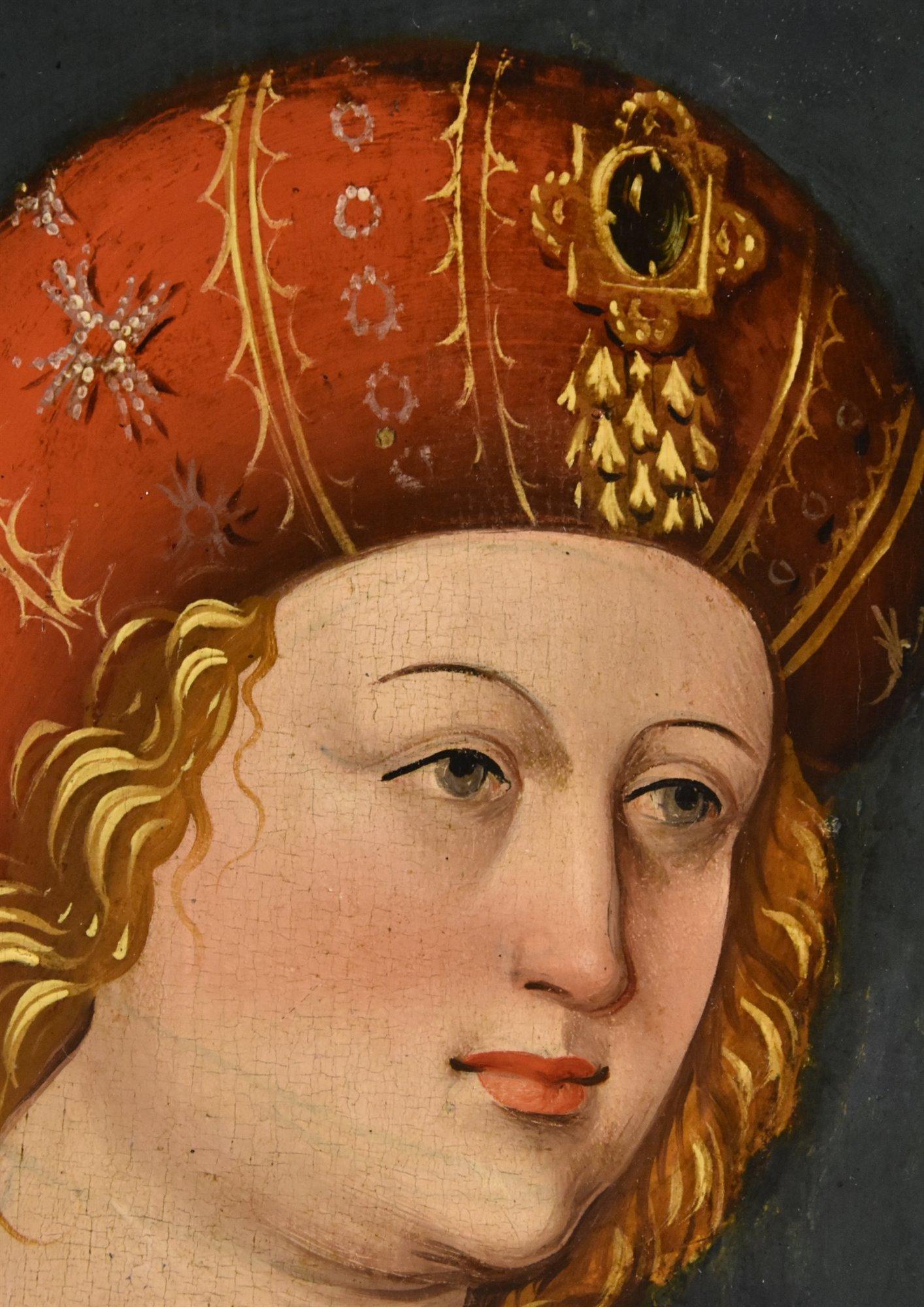 Mary Magdalene Paint 16th Century German school Oil on table Old master Germany For Sale 7