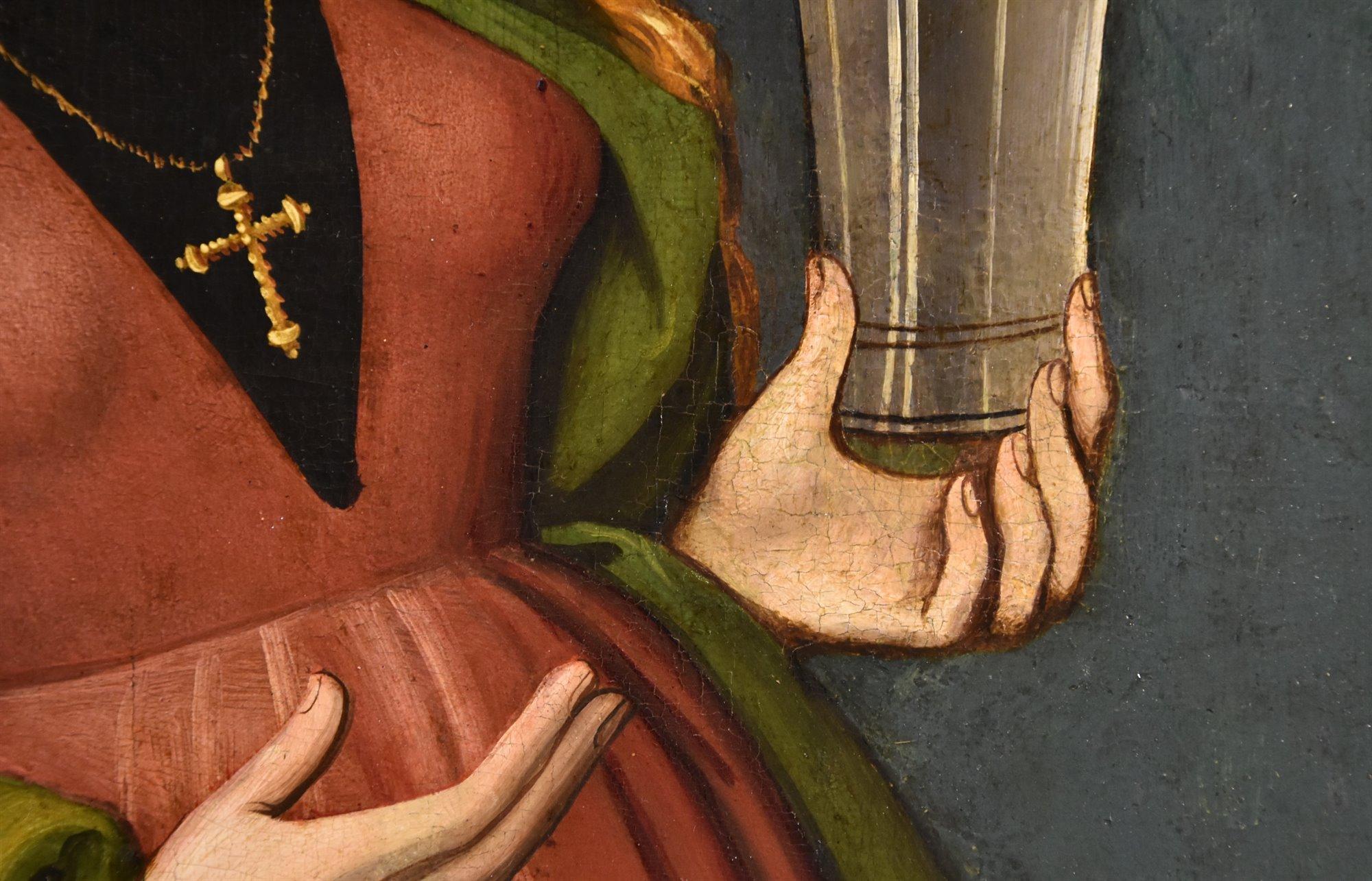 Mary Magdalene Paint 16th Century German school Oil on table Old master Germany For Sale 8