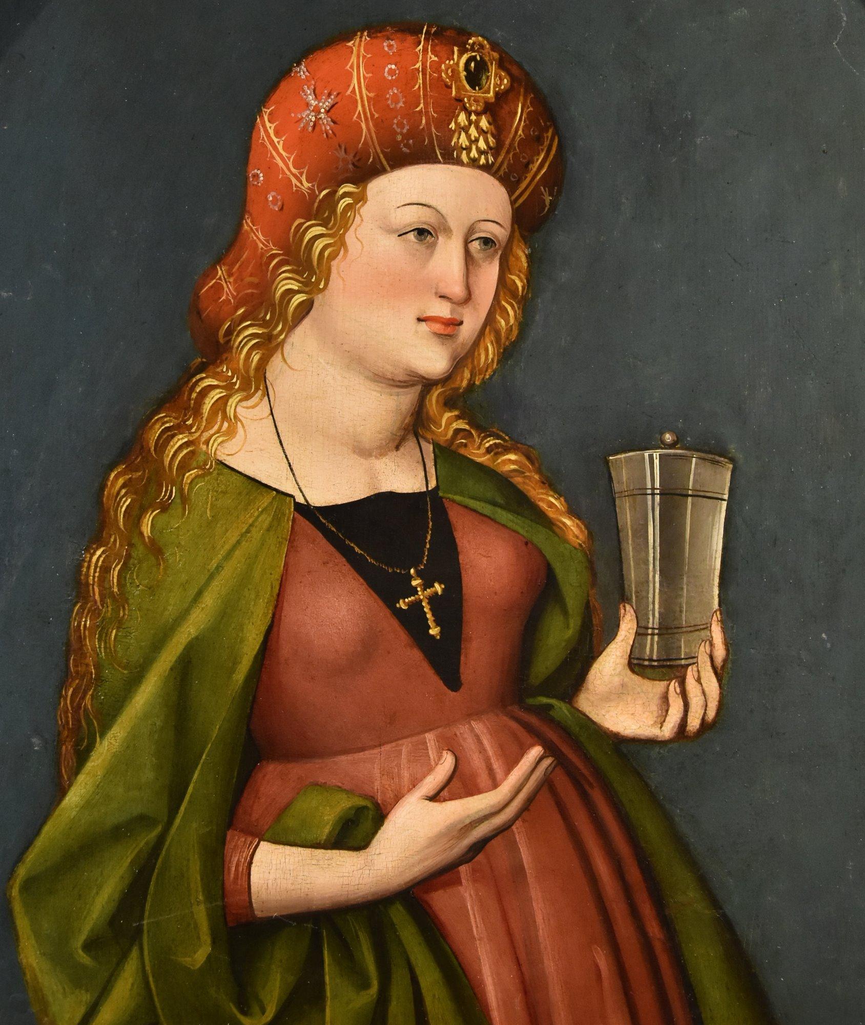 Mary Magdalene Paint 16th Century German school Oil on table Old master Germany - Old Masters Painting by German school of 16th Century