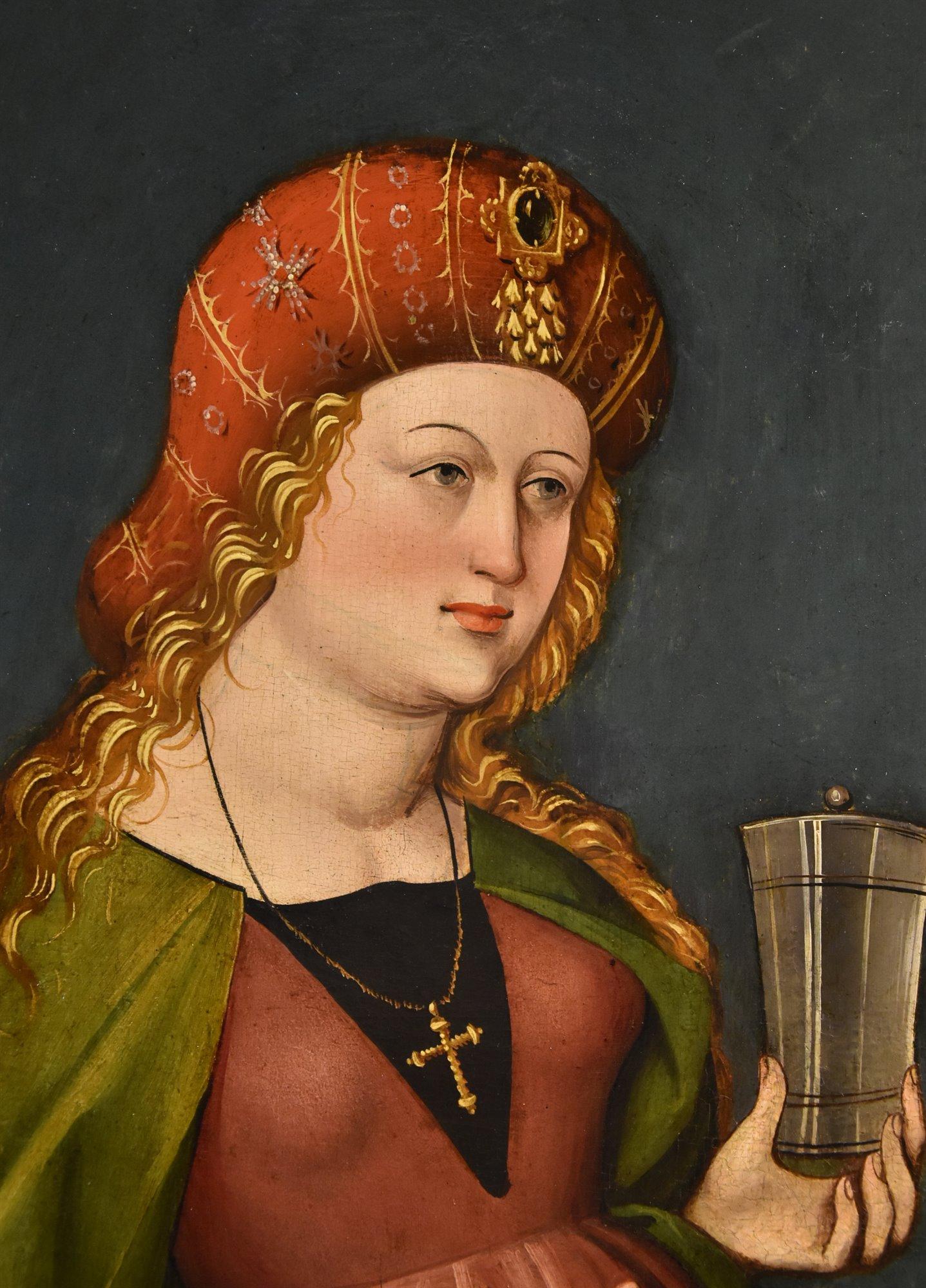 Mary Magdalene Paint 16th Century German school Oil on table Old master Germany For Sale 1