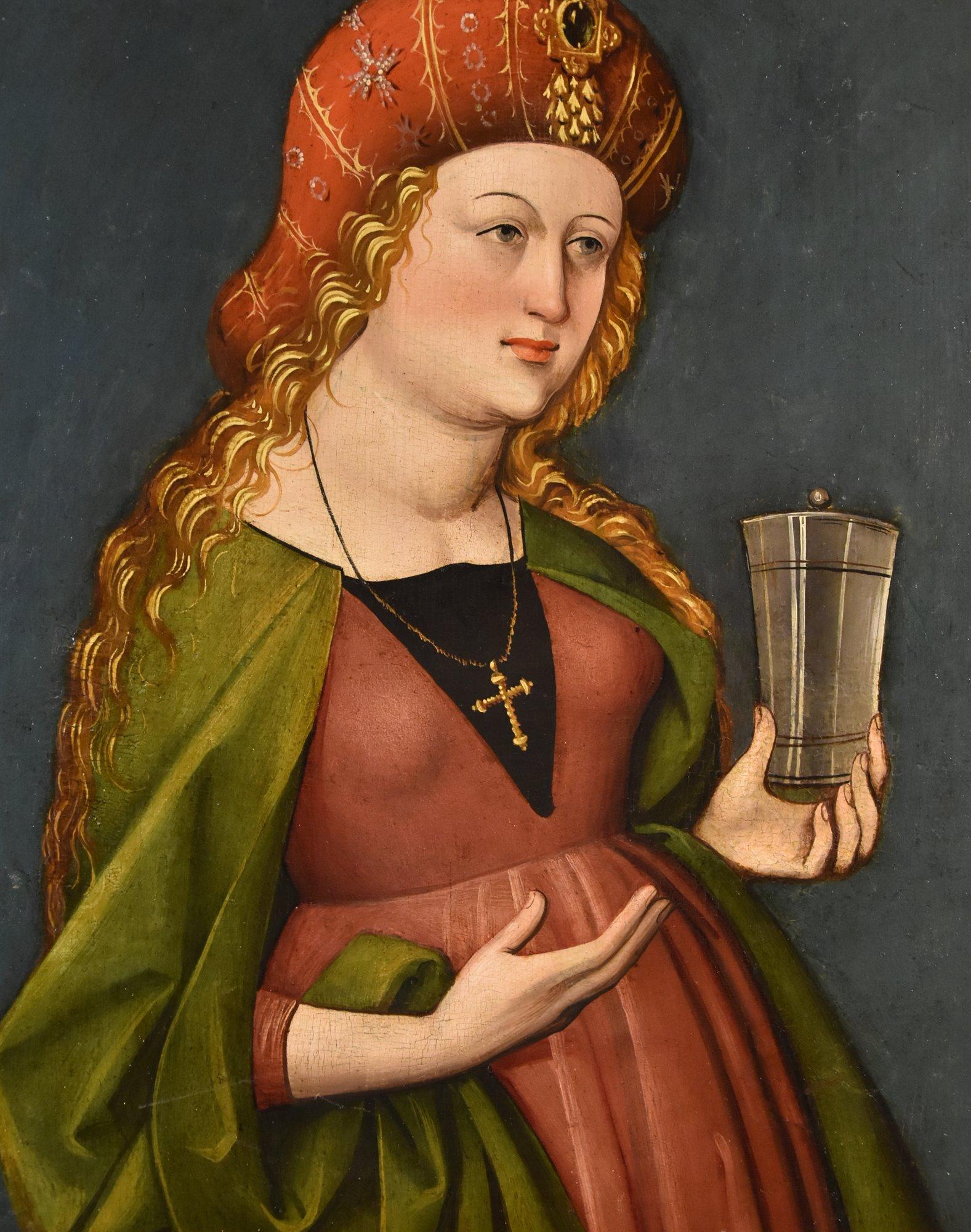 Mary Magdalene Paint 16th Century German school Oil on table Old master Germany For Sale 3