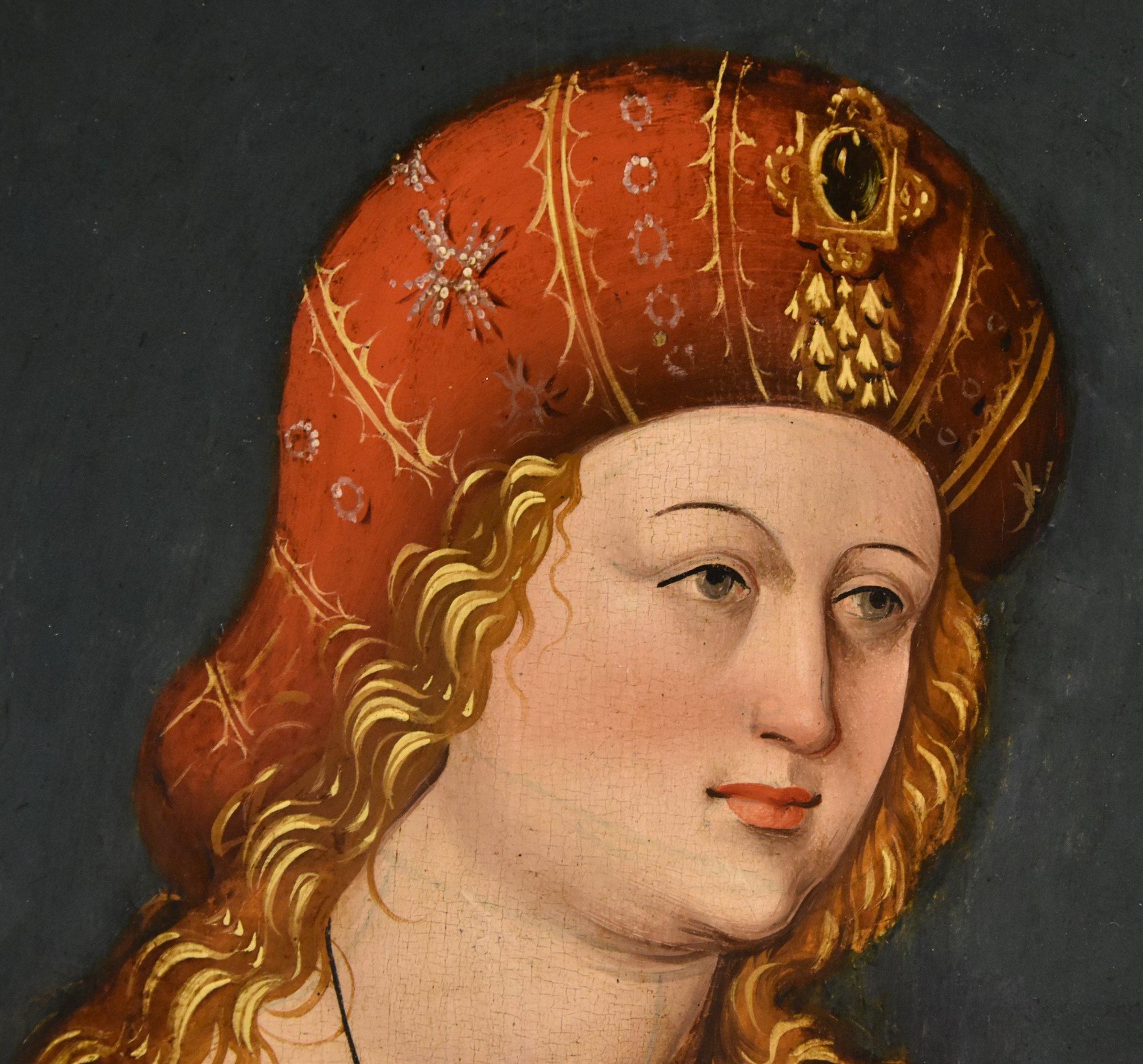 Mary Magdalene Paint 16th Century German school Oil on table Old master Germany For Sale 6