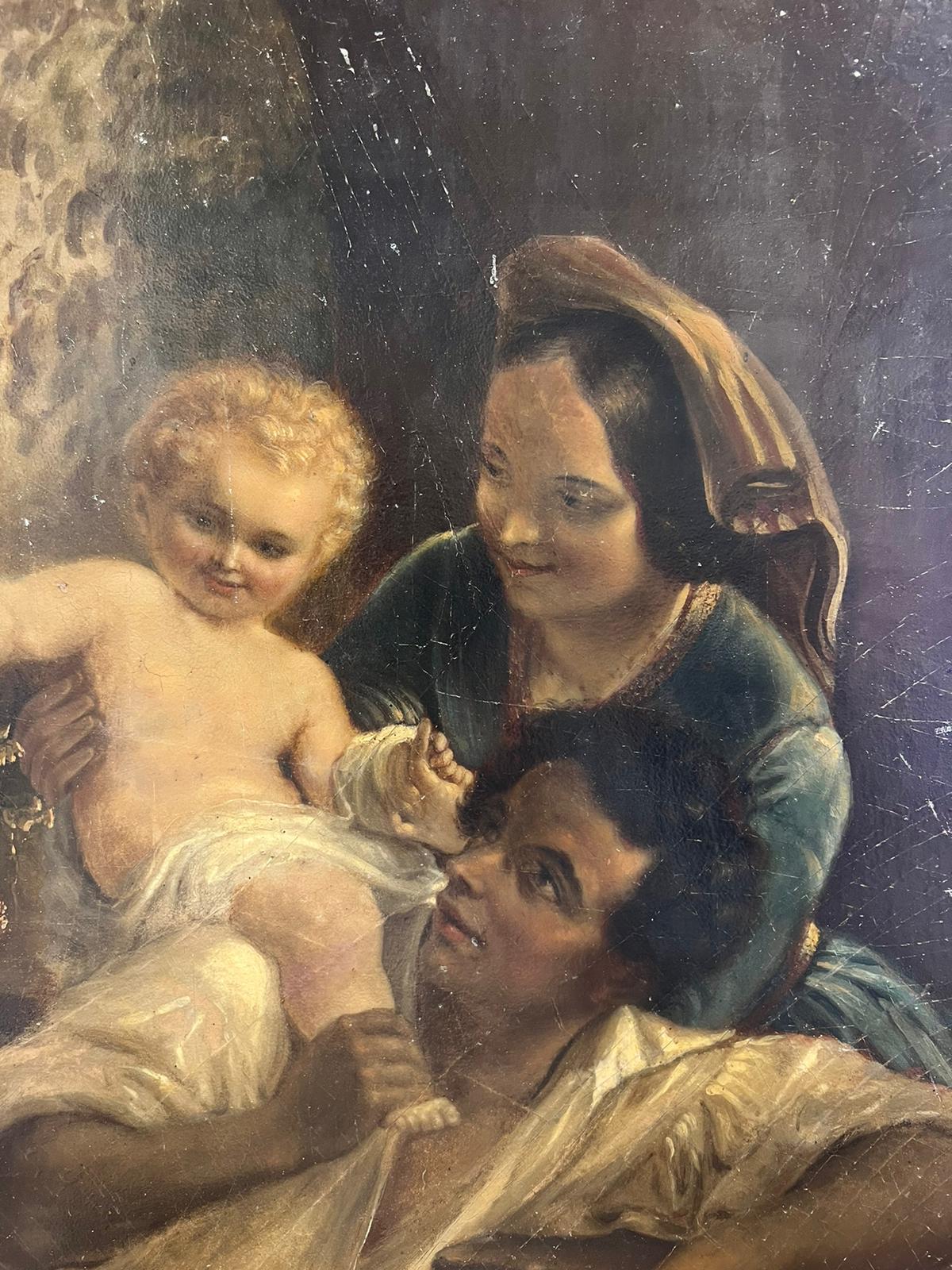 Antikes deutsches Ölgemälde, Porträt einer Familiengruppe, Restaurierungsprojekt im Angebot 1