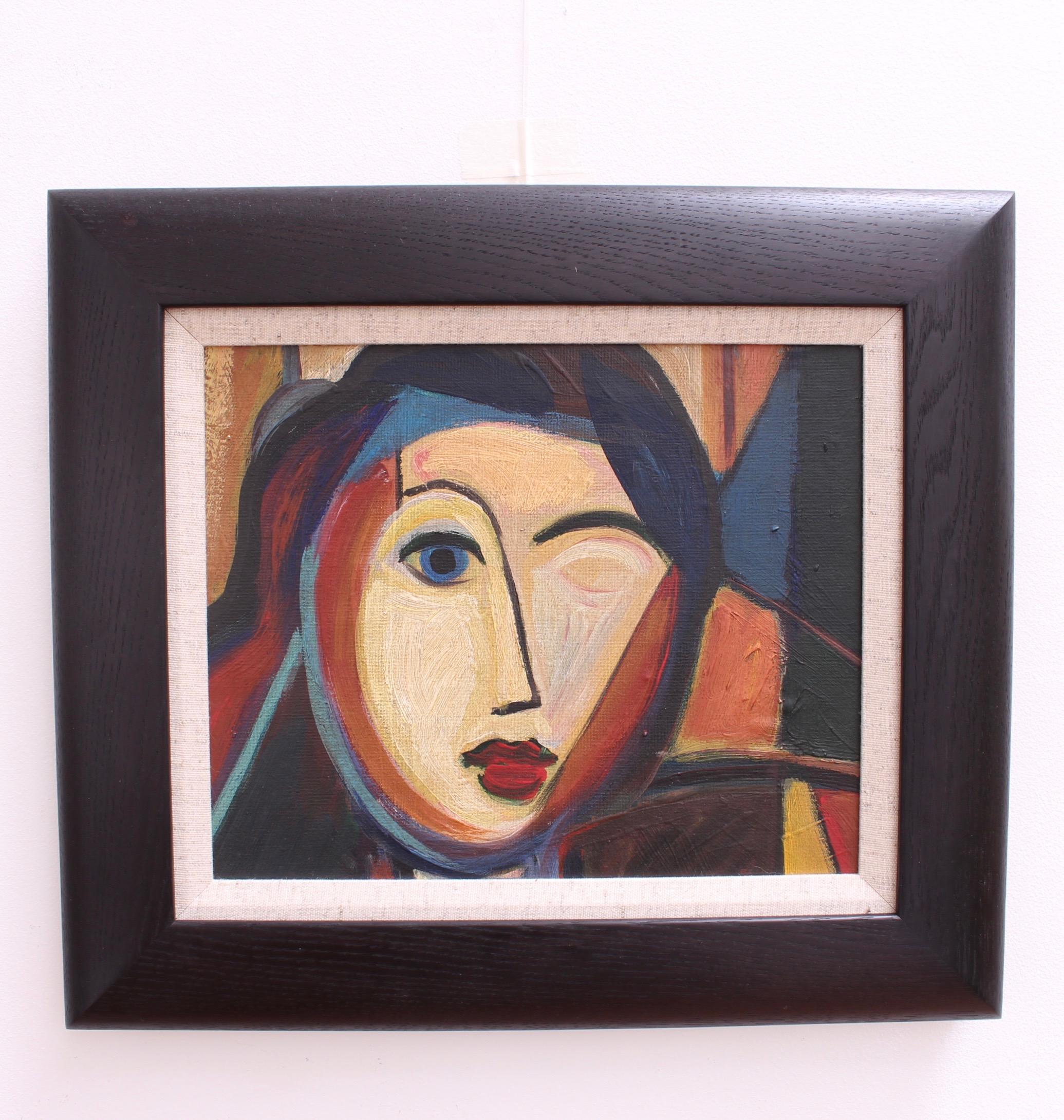 Intimate Portrait of Cubist Woman - Painting by Unknown