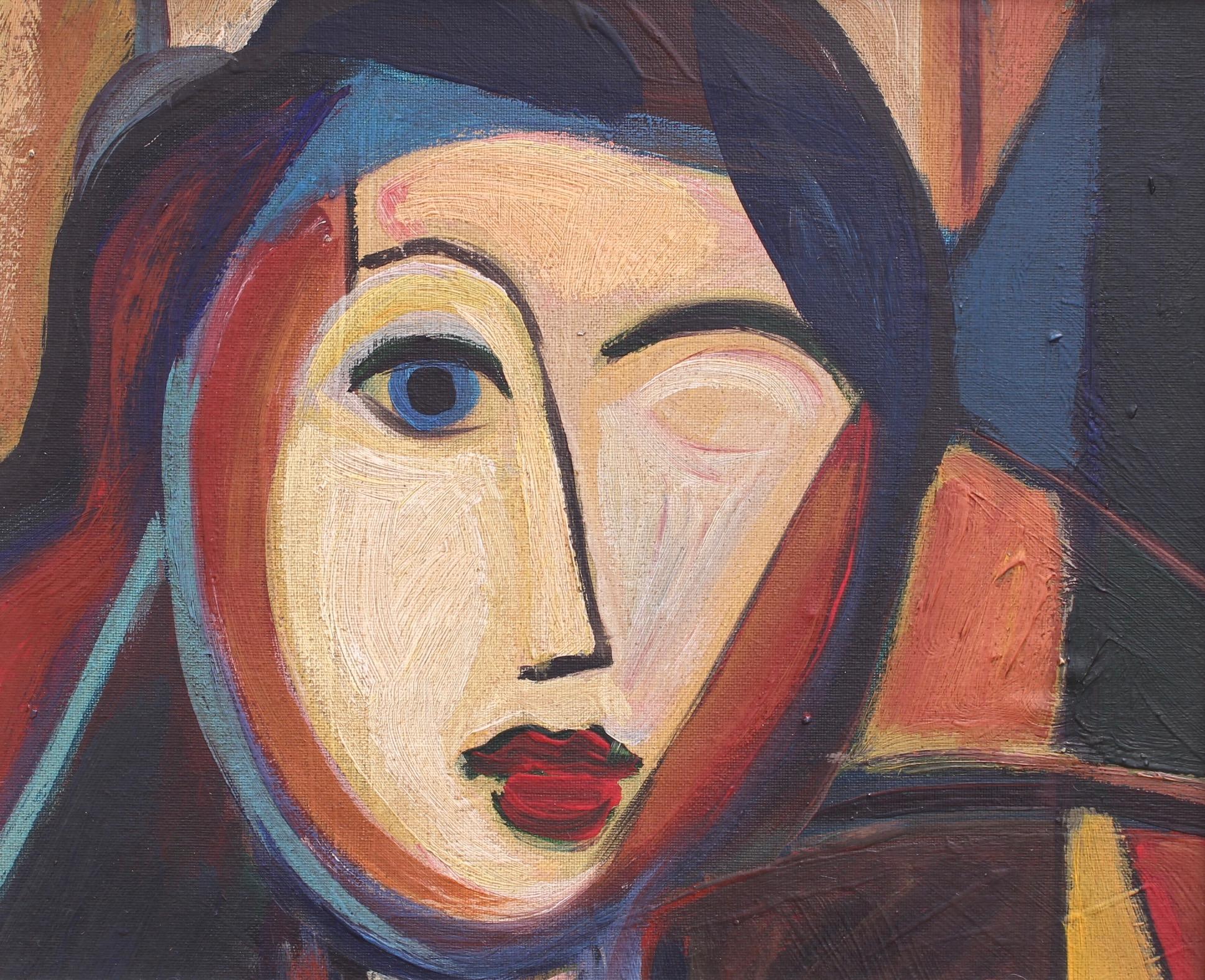 Unknown Portrait Painting - Intimate Portrait of Cubist Woman