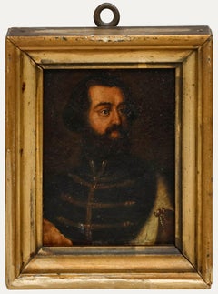 Miniatura de la escuela alemana — Óleo del siglo XIX, el emperador Carlos I