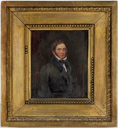 Retrato de caballero original Óleo sobre tabla de madera Siglo XIX