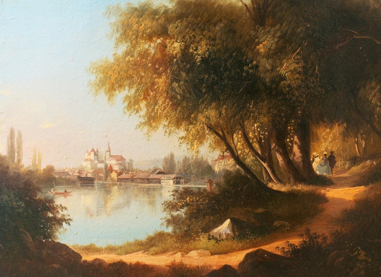 German School - Romantic Landscape (Romanticism, German ... The painting depicts christ's crucifixion at golgotha, the 'place of the skulls' outside jerusalem.