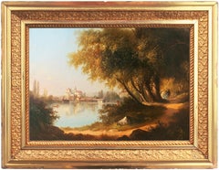 Romantic Landscape (Romanticism, German, Castle, framed)