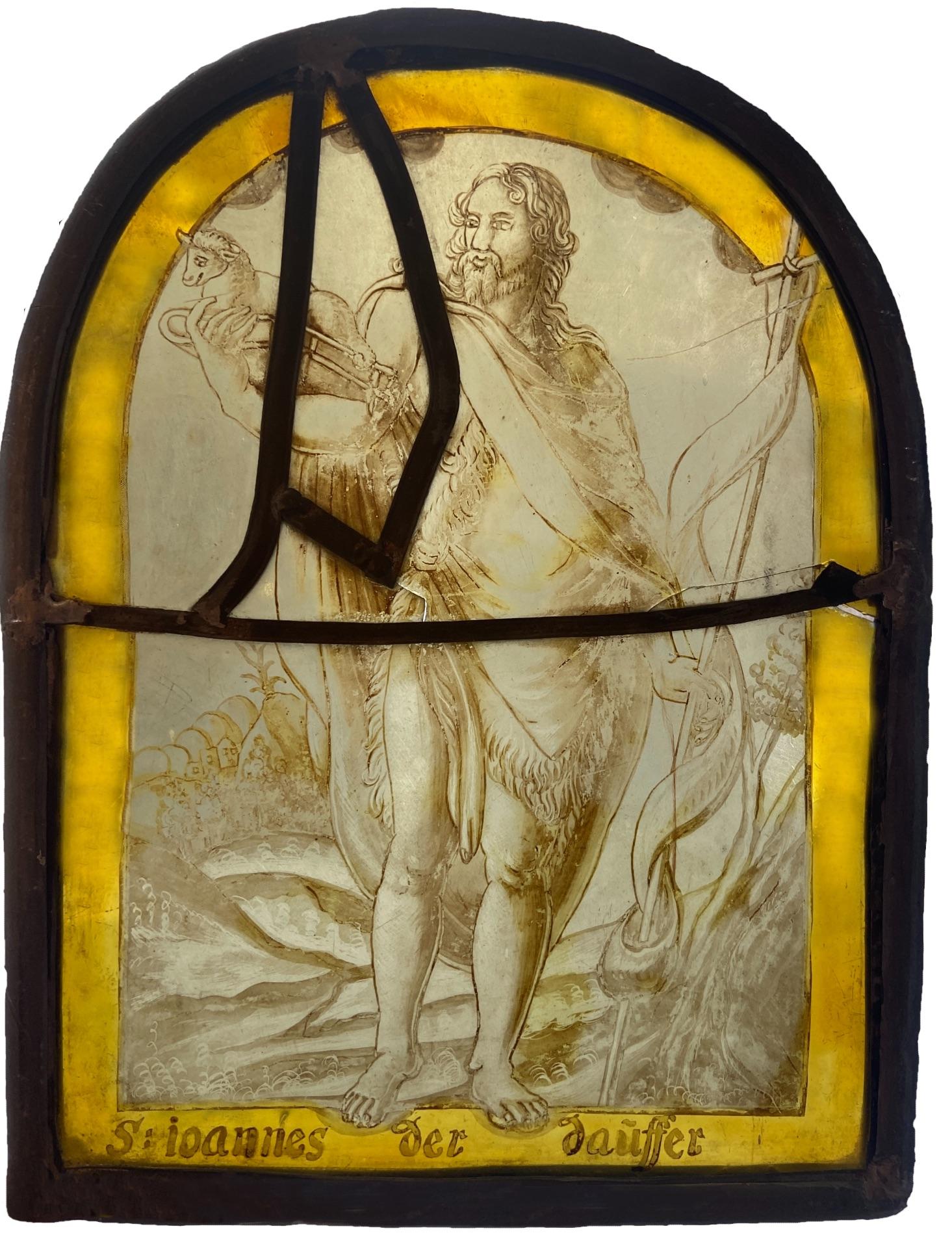 German School Figurative Painting - St John the Baptist, Stained Glass