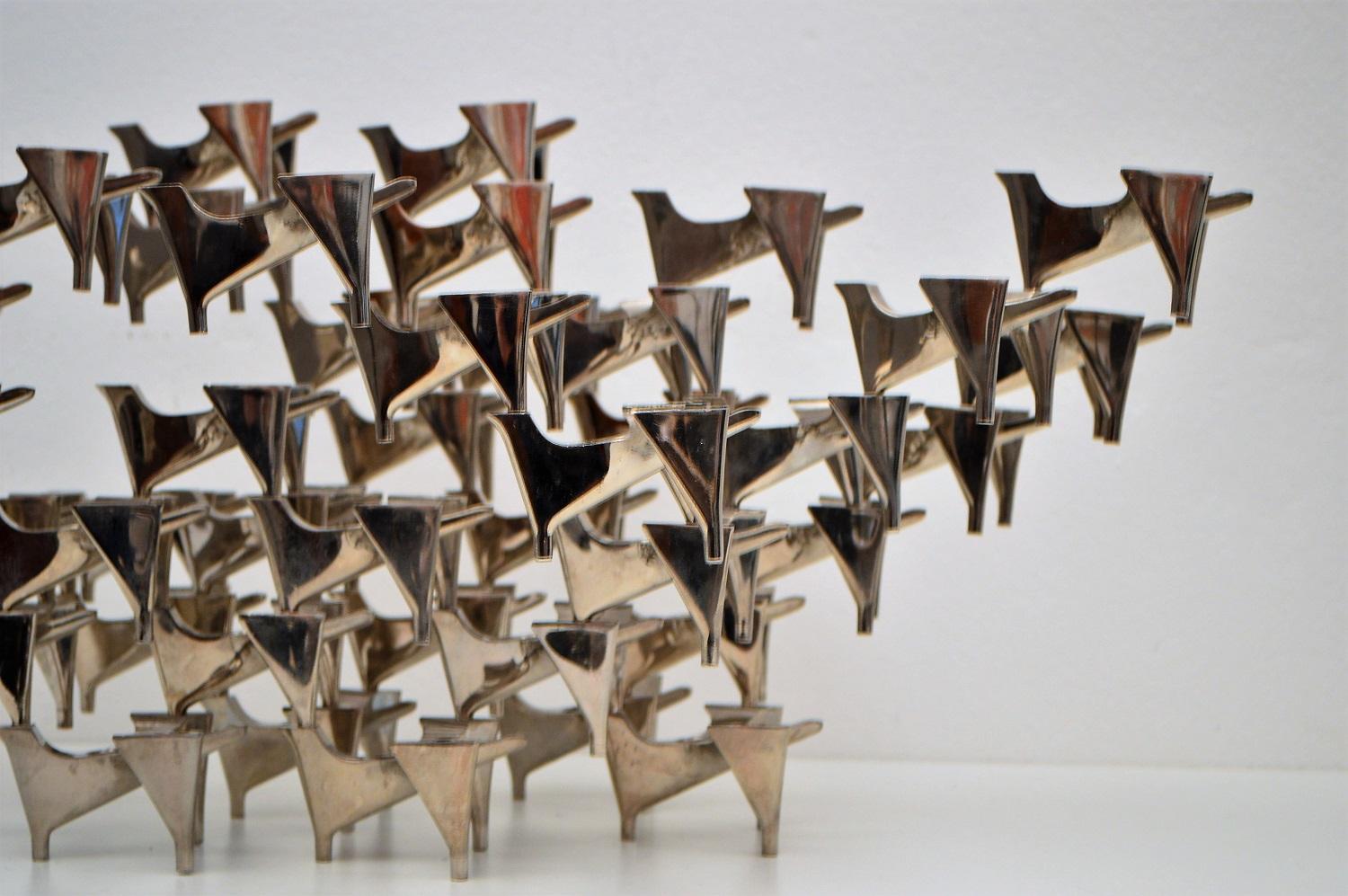 Midcentury Sculptural Candlesticks or Candle Holder Vogelflug by Hammonia, 1970s 4