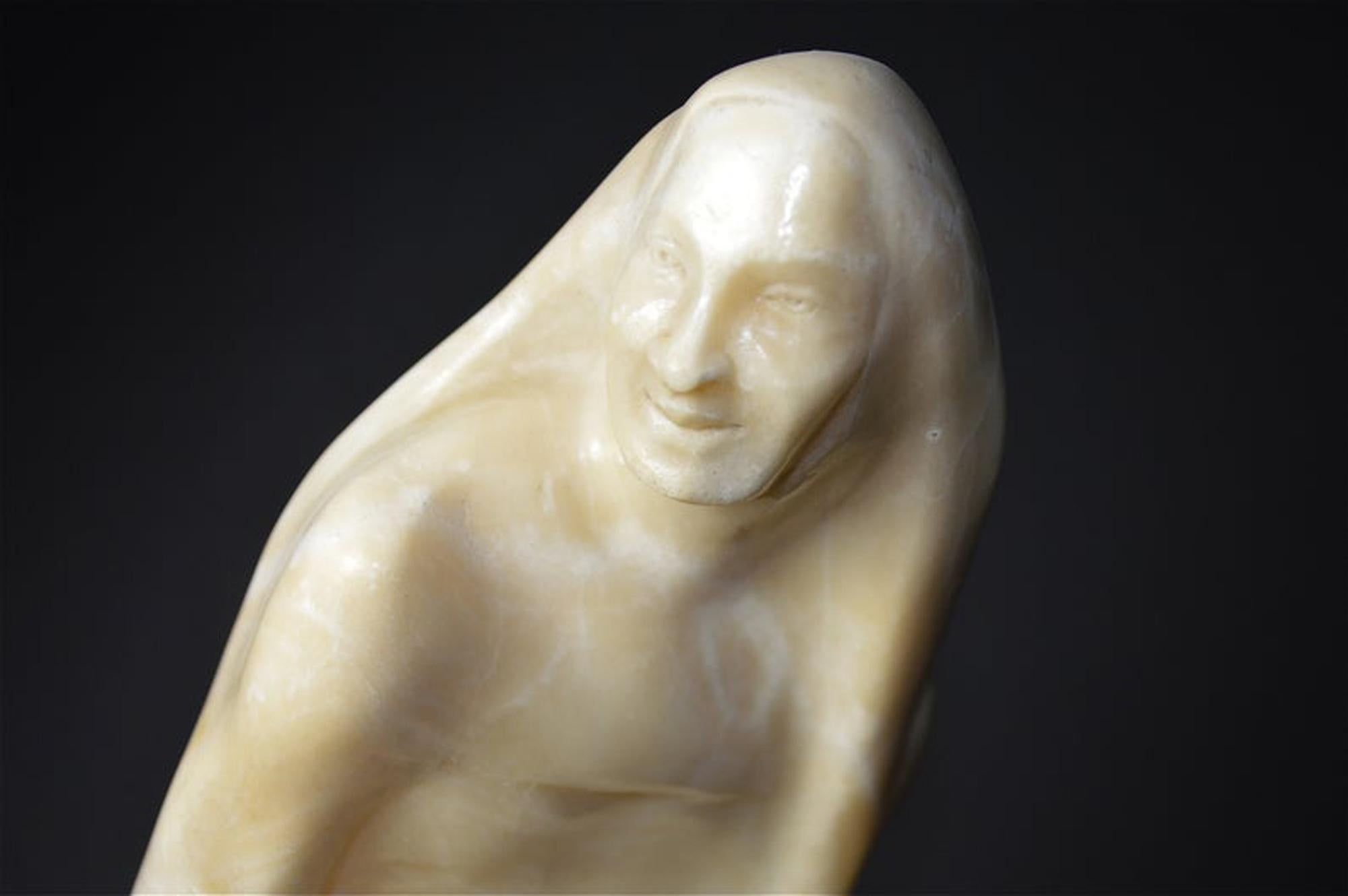 Alabaster German Sculpture of Folklore Figure till Eulenspiegel