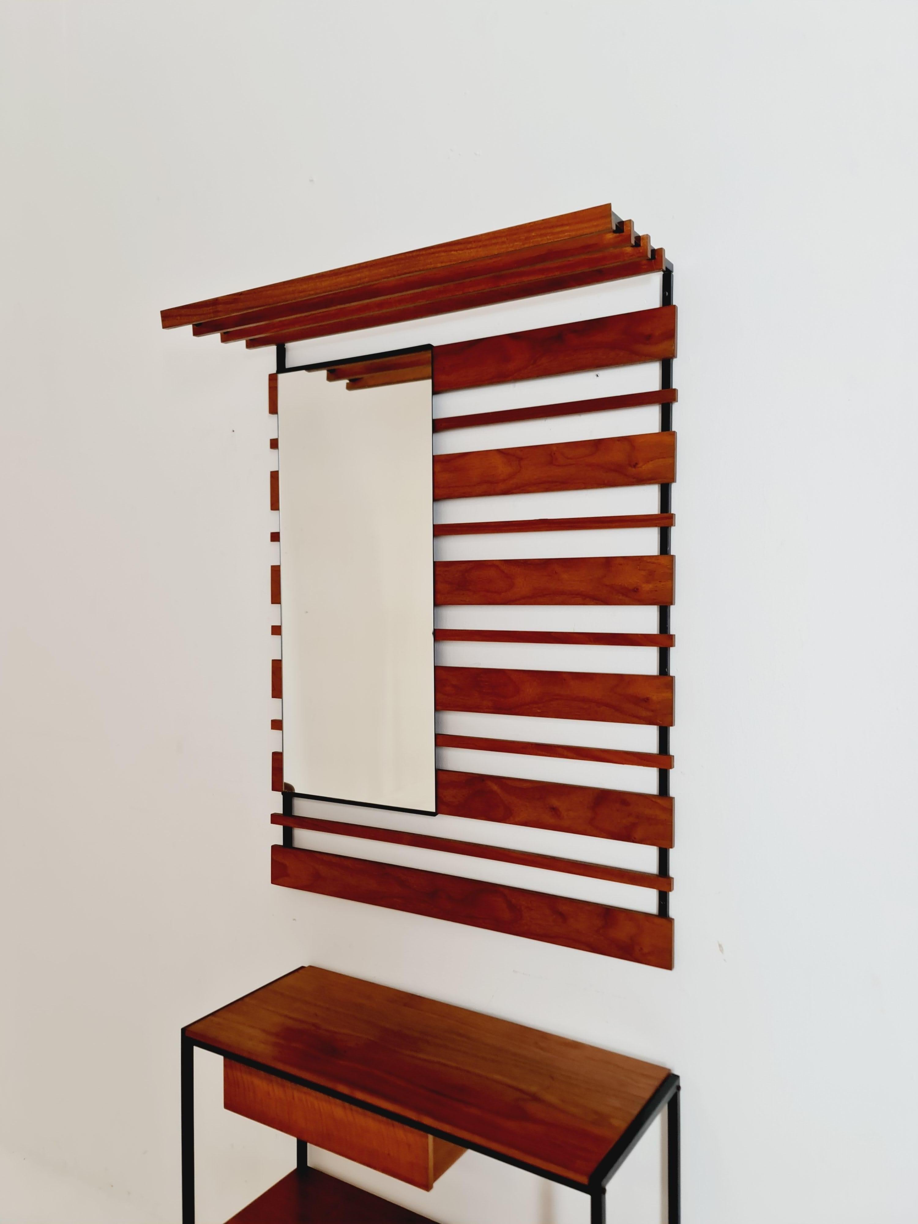Mid-Century Modern German Set coat rack/ hallway wall wardrobe/  With Mirorr, Flor Cabinet  1960s For Sale