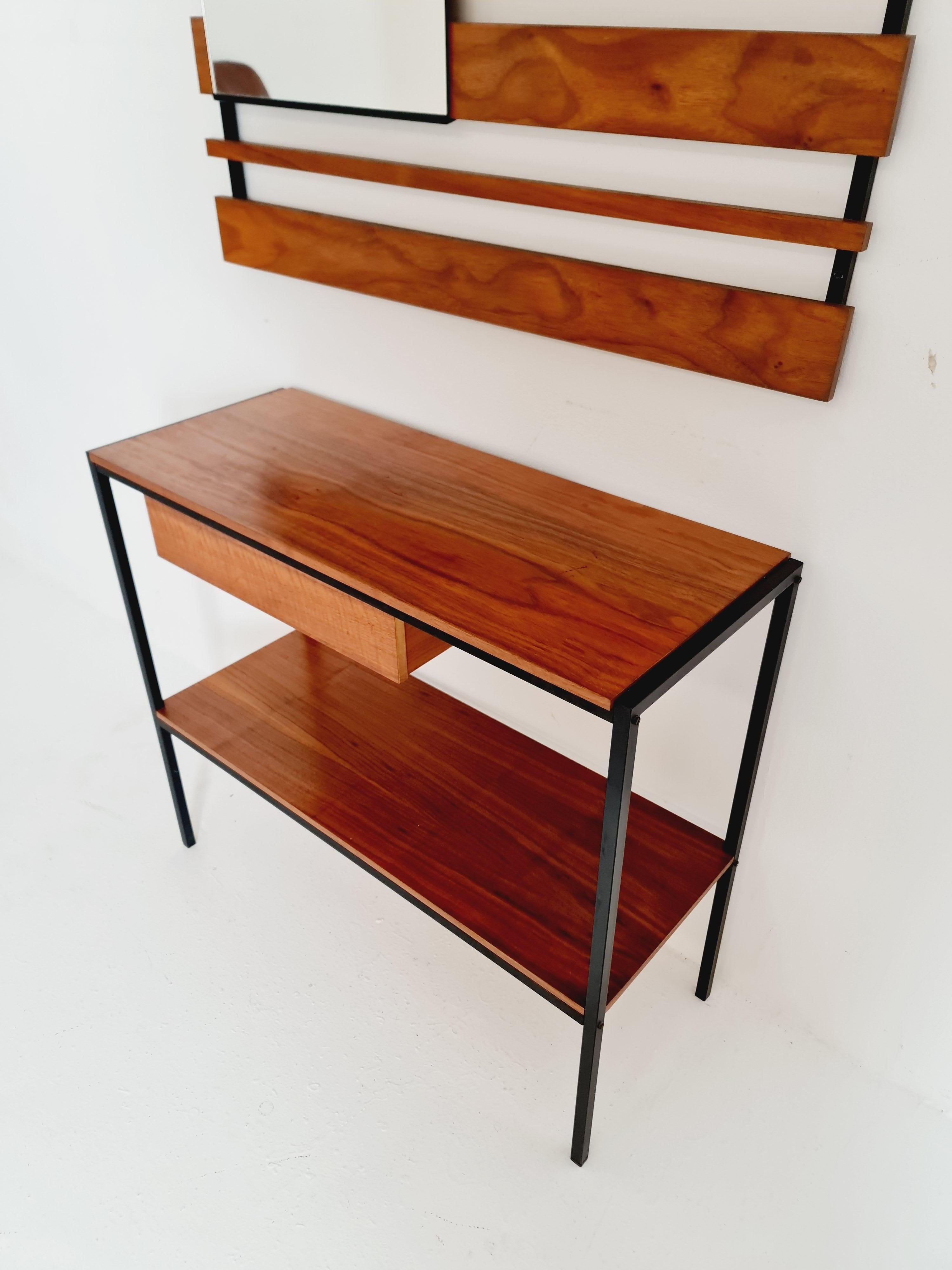 Mid-20th Century German Set coat rack/ hallway wall wardrobe/  With Mirorr, Flor Cabinet  1960s For Sale