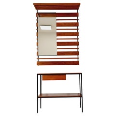 Appendiabiti German Set/ armadio da parete per corridoio/  Con Mirorr, Gabinetto Flor  1960s