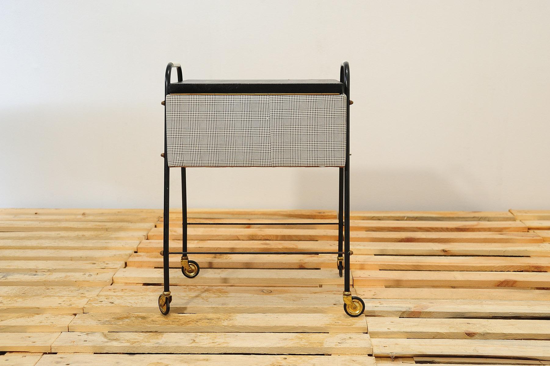 20th Century German sewing table on Wheels from the 1970s For Sale