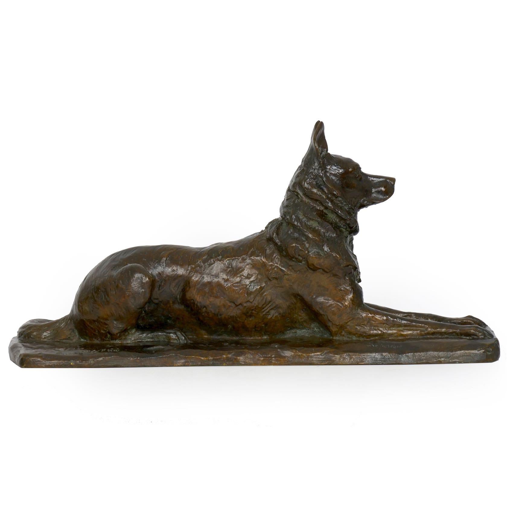 “German Shepherd” Antique French Bronze Sculpture Dog by P. Tourgueneff & Susse 4