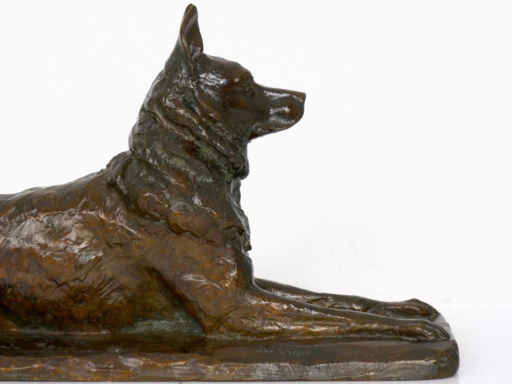 “German Shepherd” Antique French Bronze Sculpture Dog by P. Tourgueneff & Susse 5