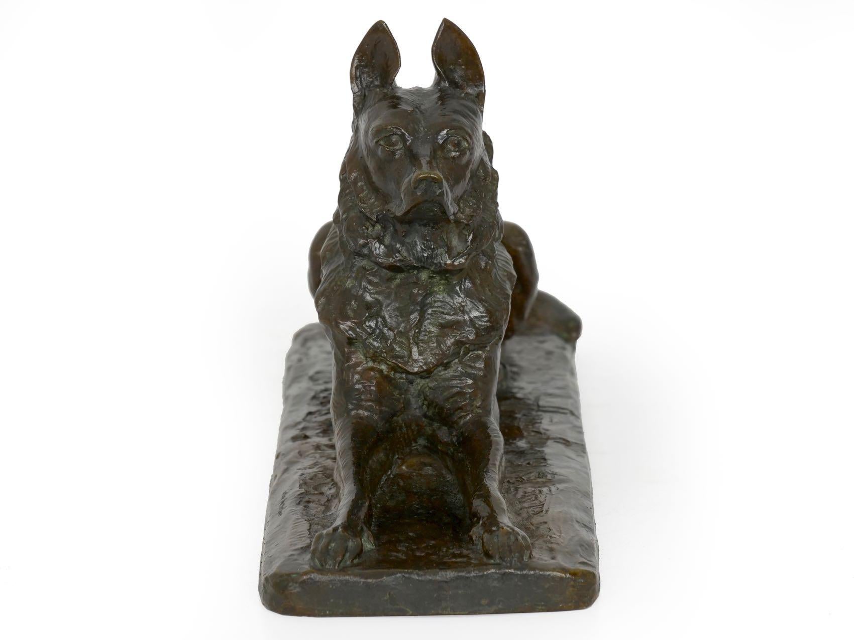 “German Shepherd” Antique French Bronze Sculpture Dog by P. Tourgueneff & Susse 9