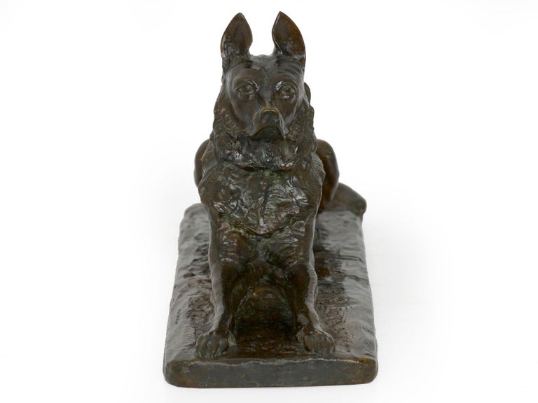 “German Shepherd” Antique French Bronze Sculpture Dog by P. Tourgueneff & Susse For Sale 11