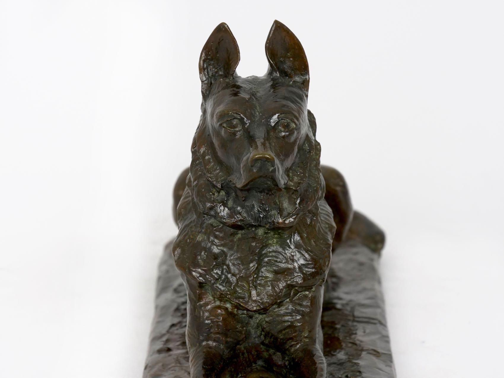 “German Shepherd” Antique French Bronze Sculpture Dog by P. Tourgueneff & Susse 10