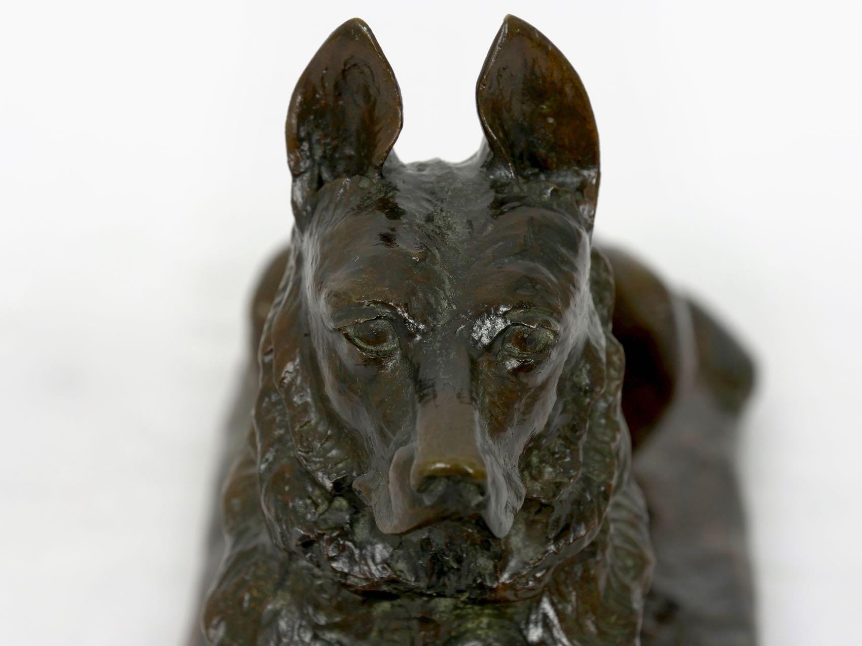 „Deutscher Hirte“ Antike französische Bronzeskulptur Hund von P. Tourgueneff & Susse 13