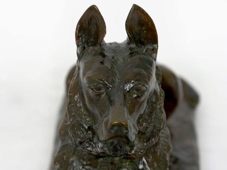 “German Shepherd” Antique French Bronze Sculpture Dog by P. Tourgueneff & Susse For Sale 14