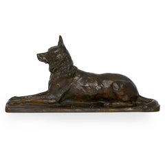 “German Shepherd” Antique French Bronze Sculpture Dog by P. Tourgueneff & Susse