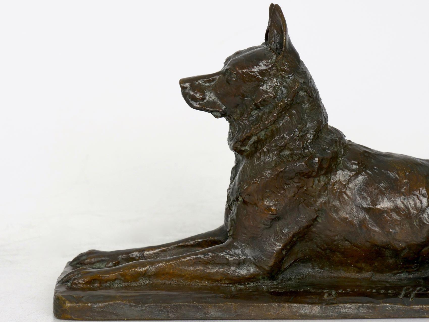„Deutscher Hirte“ Antike französische Bronzeskulptur Hund von P. Tourgueneff & Susse (Französisch)