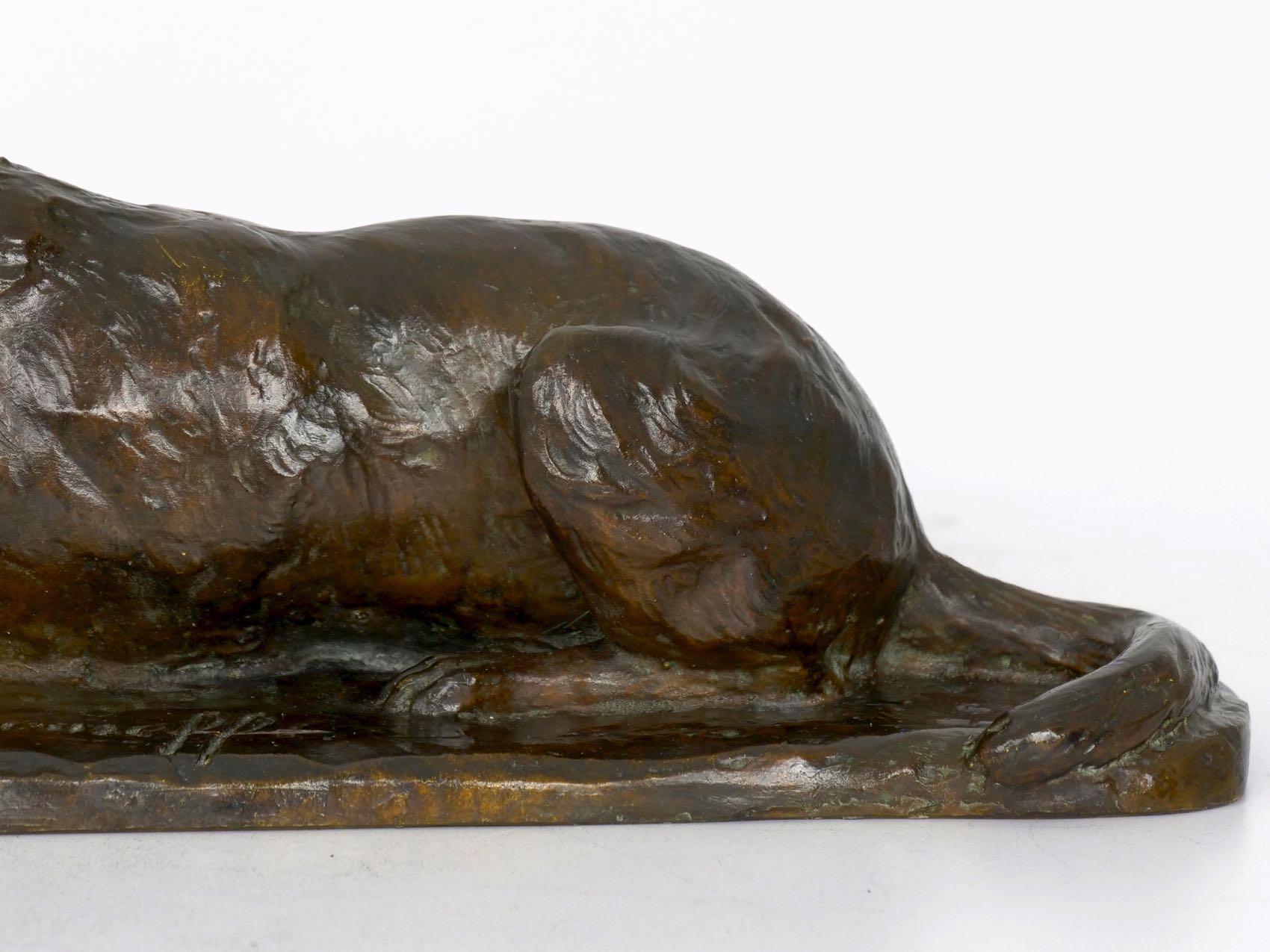 „Deutscher Hirte“ Antike französische Bronzeskulptur Hund von P. Tourgueneff & Susse im Zustand „Gut“ in Shippensburg, PA