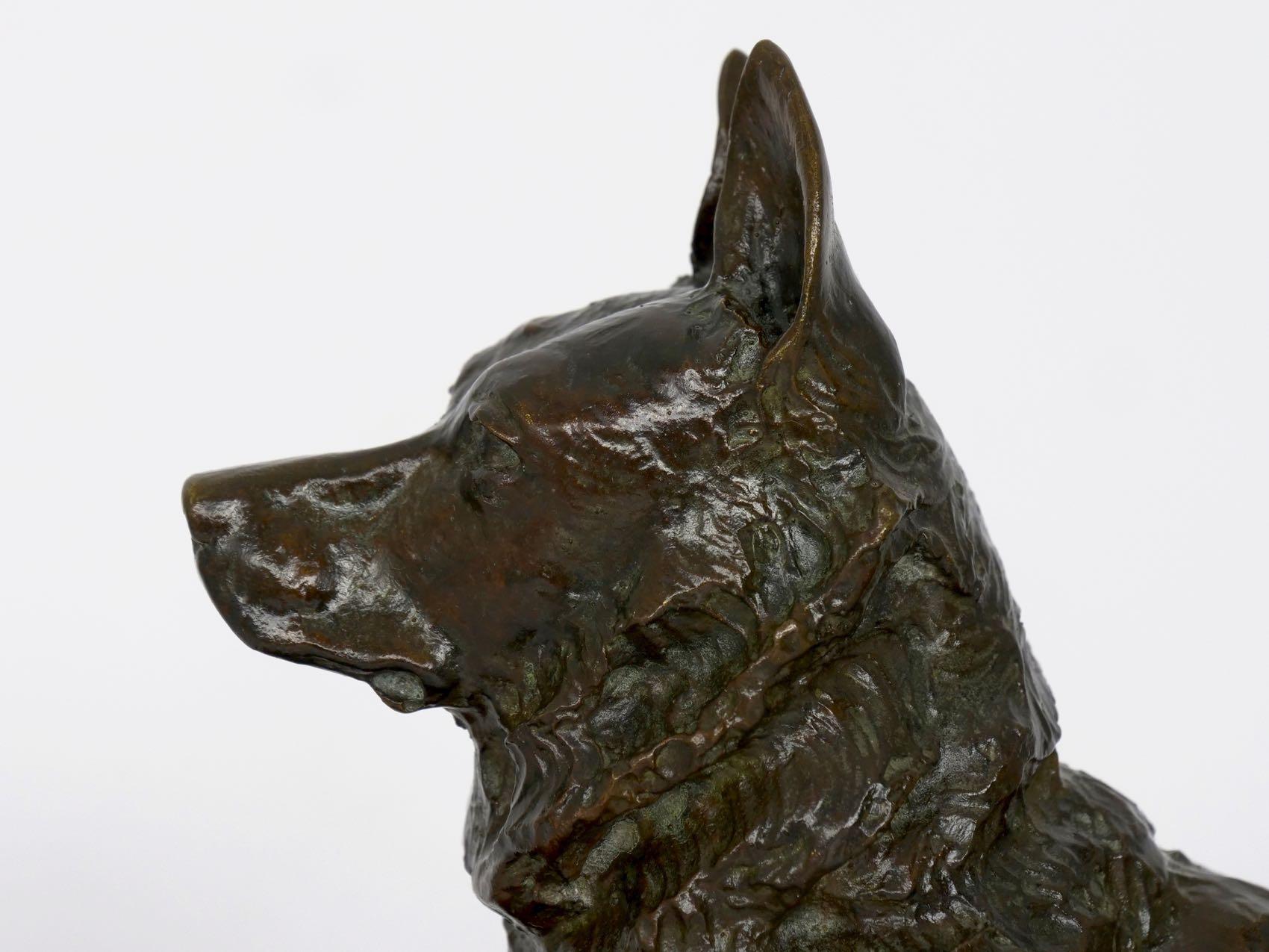 „Deutscher Hirte“ Antike französische Bronzeskulptur Hund von P. Tourgueneff & Susse (19. Jahrhundert)