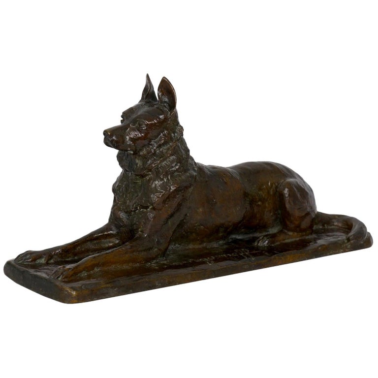 “German Shepherd” Antique French Bronze Sculpture Dog by P. Tourgueneff & Susse For Sale