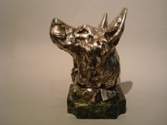 German Shepherd Dog Bust Paperweight Sculpture / France, 1910