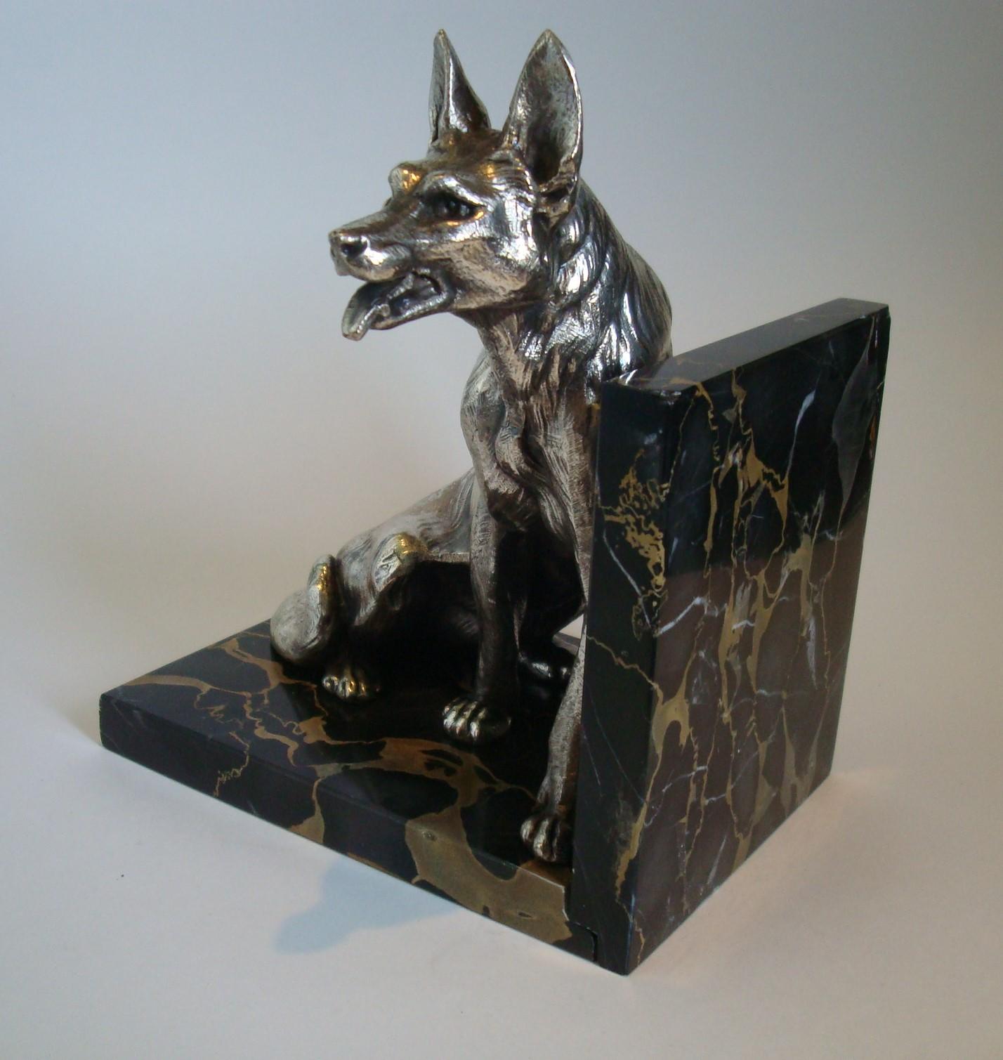 German Shepherd Dog Sculpture Bookends by Louis-Albert Carvin 2