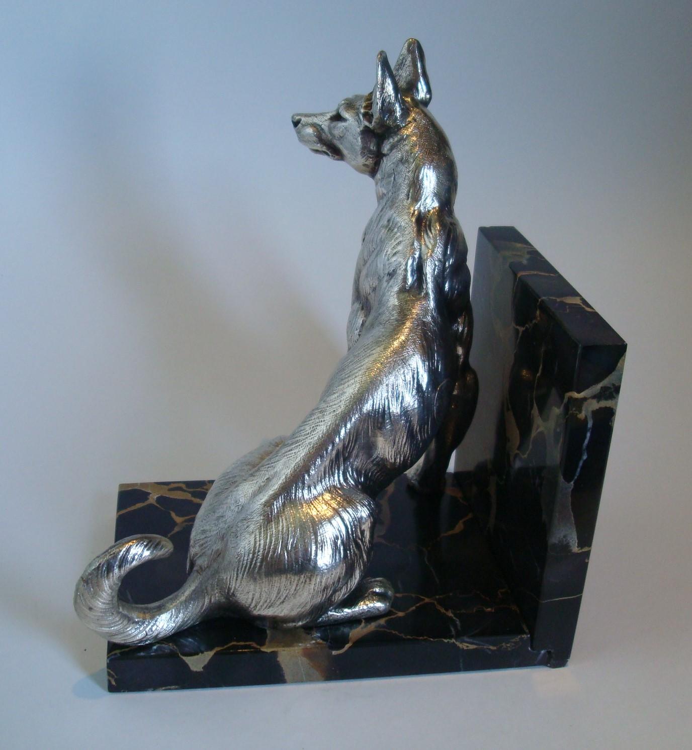 German Shepherd Dog Sculpture Bookends by Louis-Albert Carvin 4