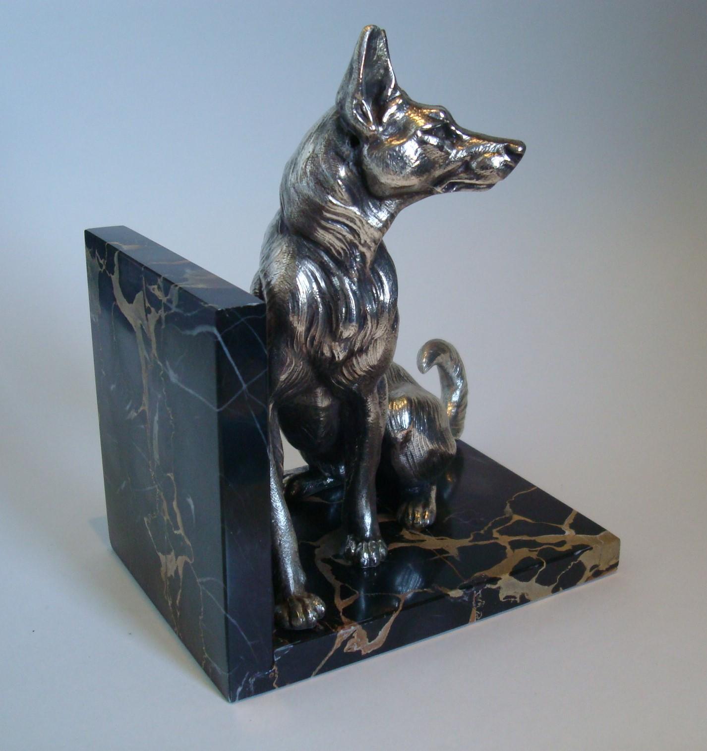 German Shepherd Dog Sculpture Bookends by Louis-Albert Carvin 5