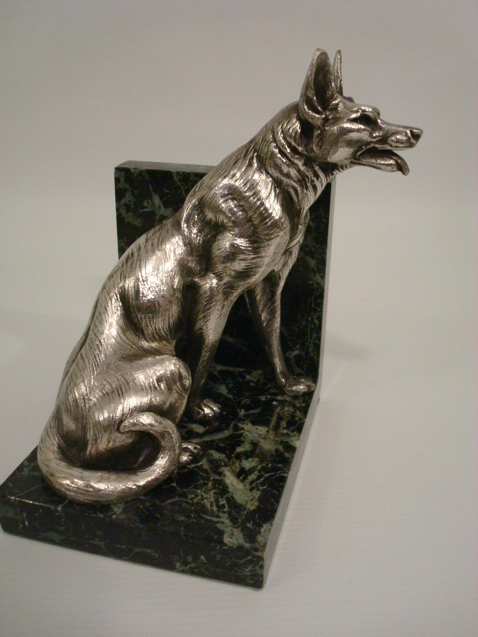 20th Century German Shepherd Dog Sculpture Bookends by Louis-Albert Carvin For Sale
