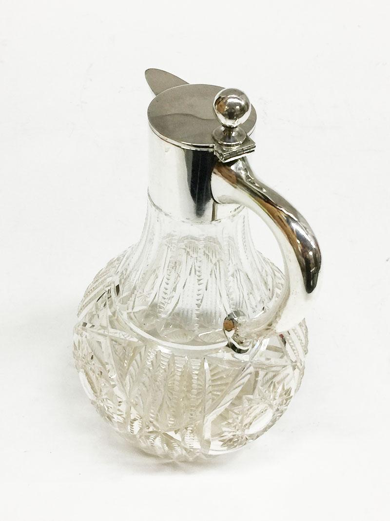 German Silver 800/1000 Mounted Crystal Cut Glass Water Jug In Good Condition In Delft, NL