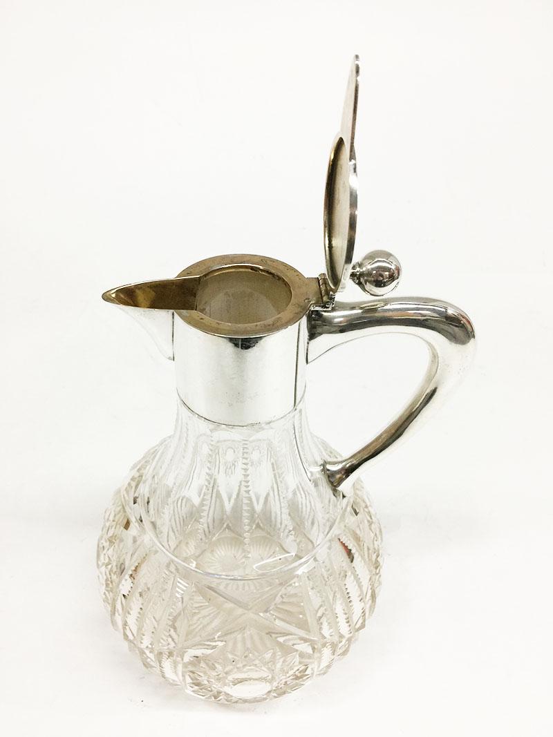 German Silver 800/1000 Mounted Crystal Cut Glass Water Jug 1