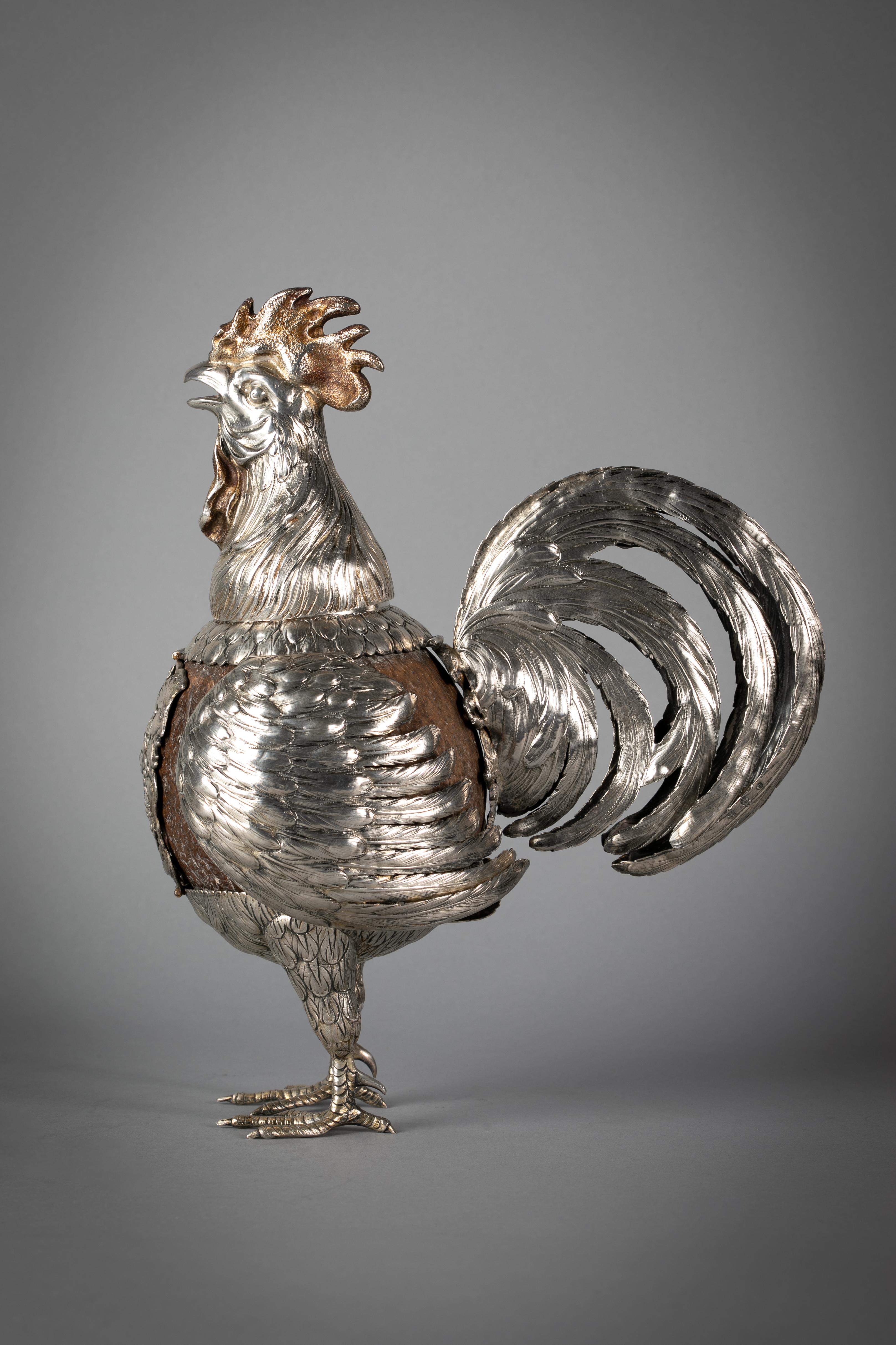 German Silver and Coconut Turkey, circa 1890 In Good Condition For Sale In New York, NY