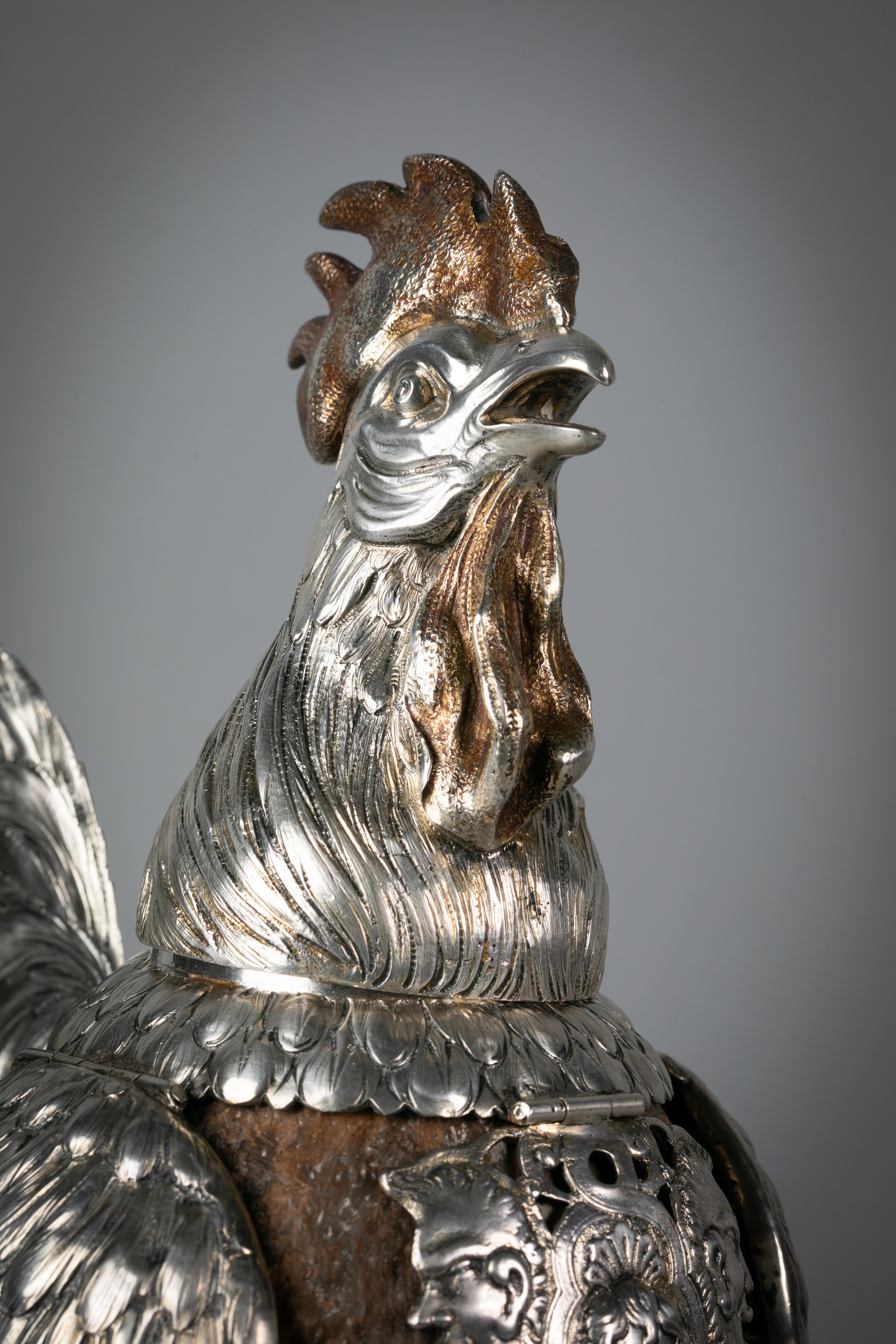 Late 19th Century German Silver and Coconut Turkey, circa 1890 For Sale