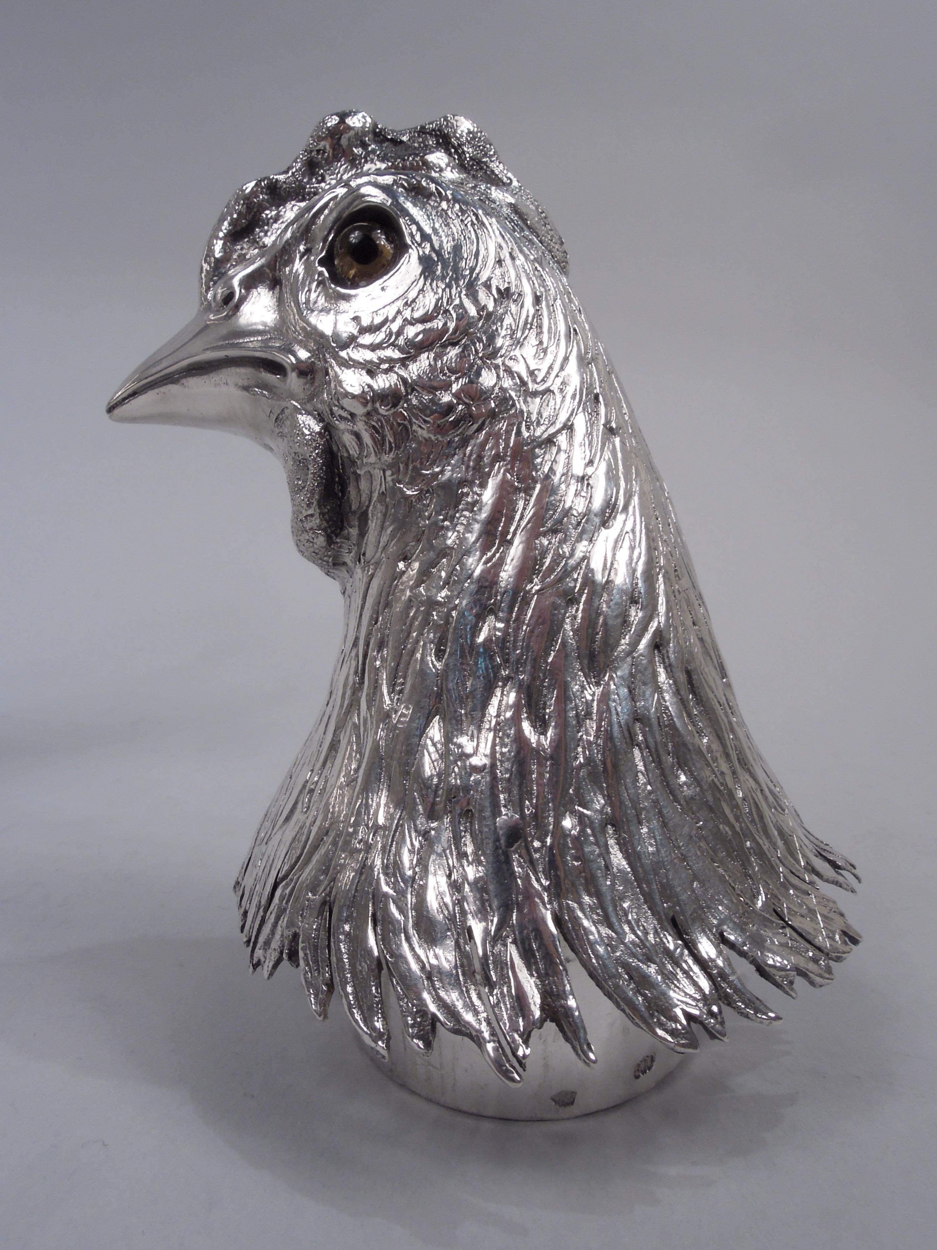 German Silver Barnyard Hen Spice Box with Funny, Flouncy Tail For Sale 4