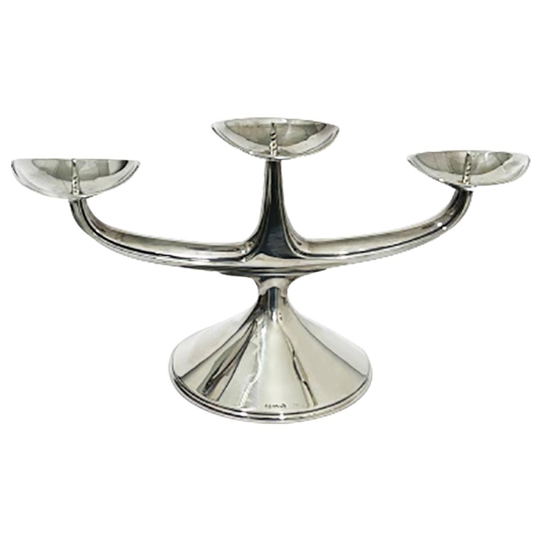 German Silver Candlestick by Wilhelm T. Binder, 1950s For Sale