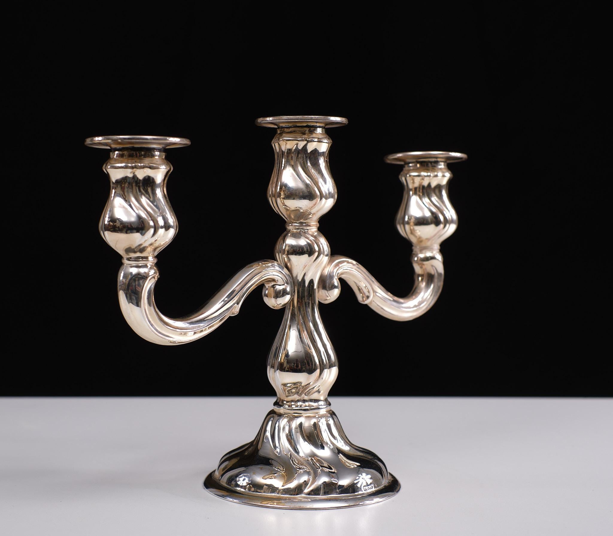 German Silver Candlestick Rococo Style, 1920s  In Good Condition For Sale In Den Haag, NL
