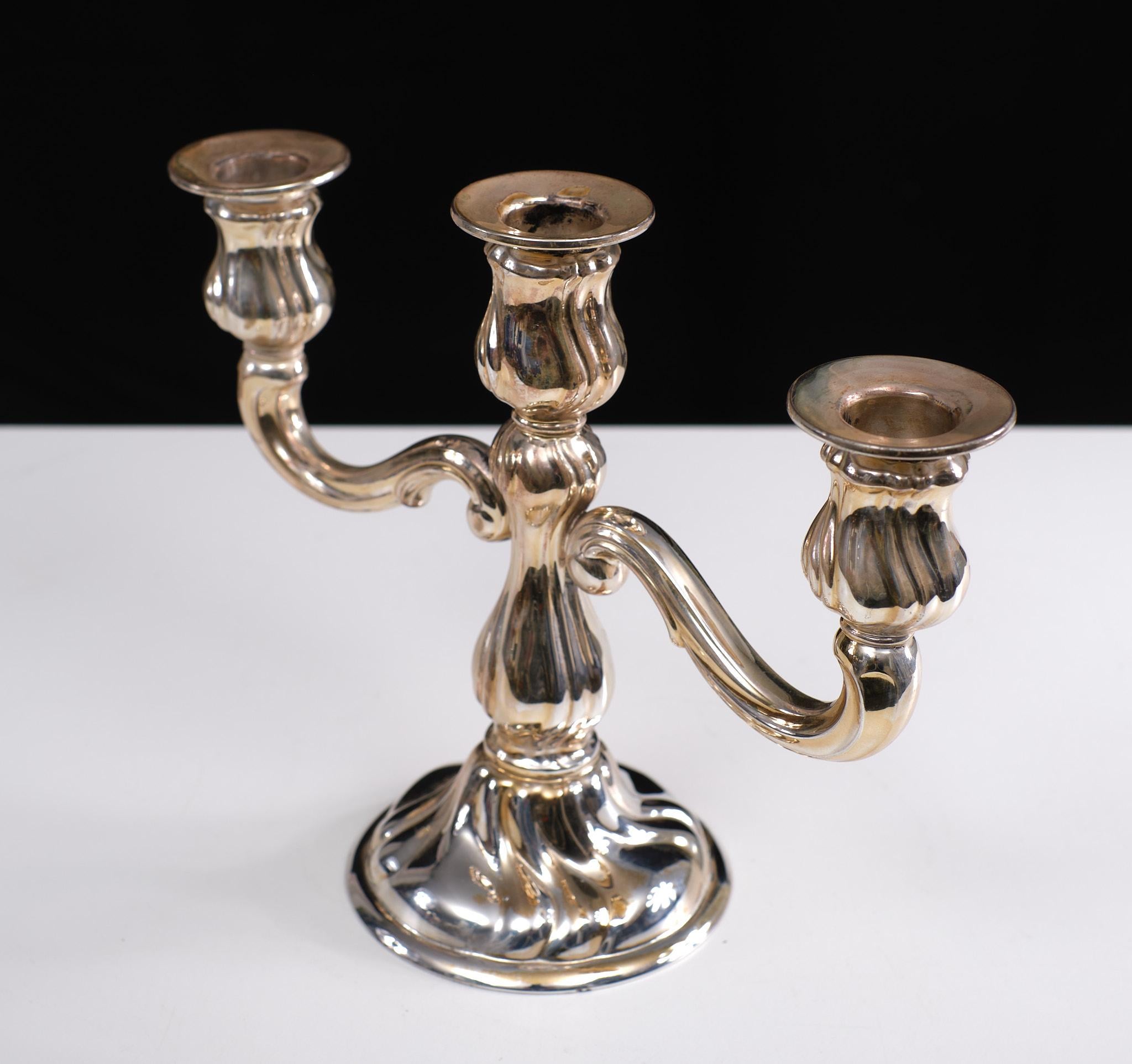 German Silver Candlestick Rococo Style, 1920s  For Sale 2