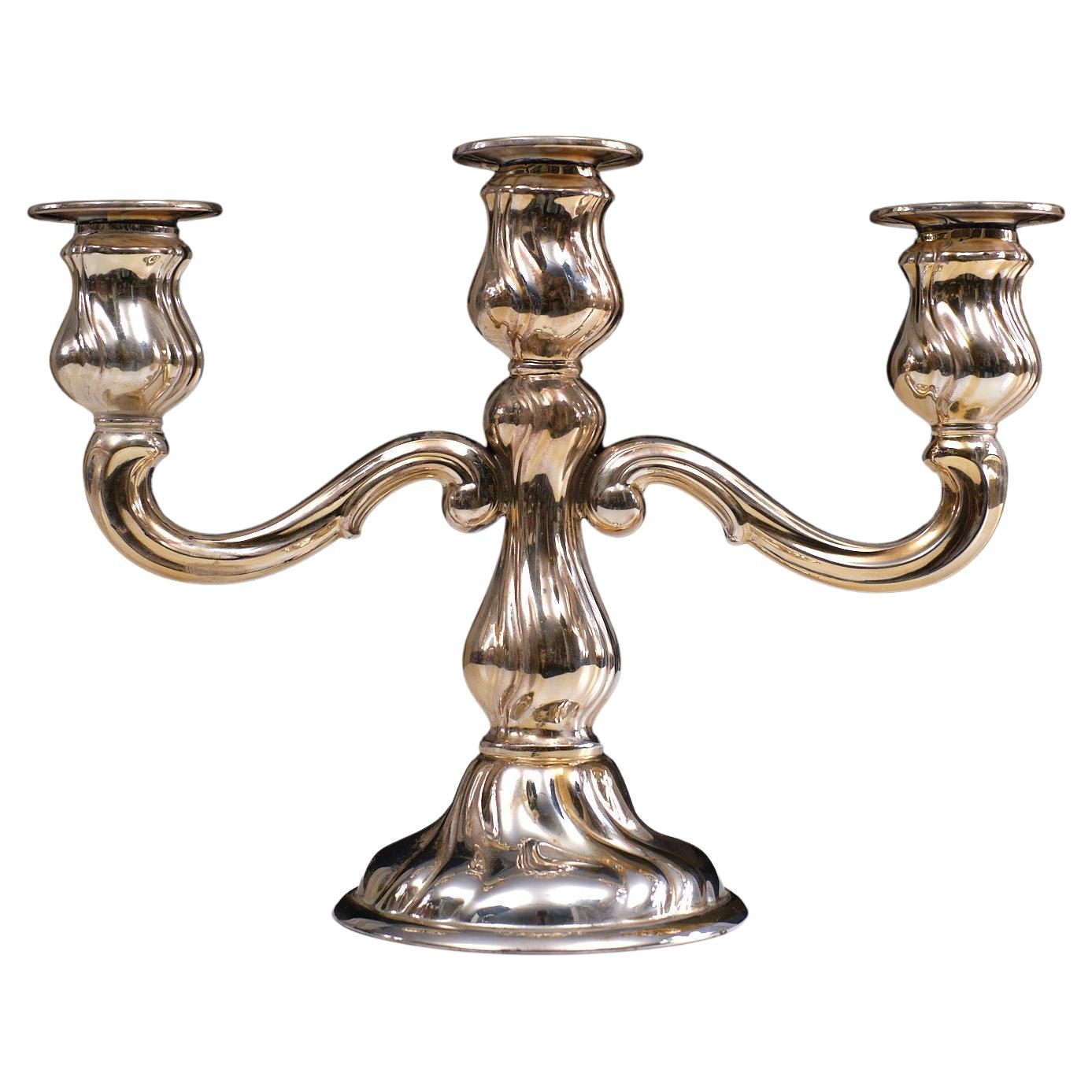 German Silver Candlestick Rococo Style, 1920s  For Sale