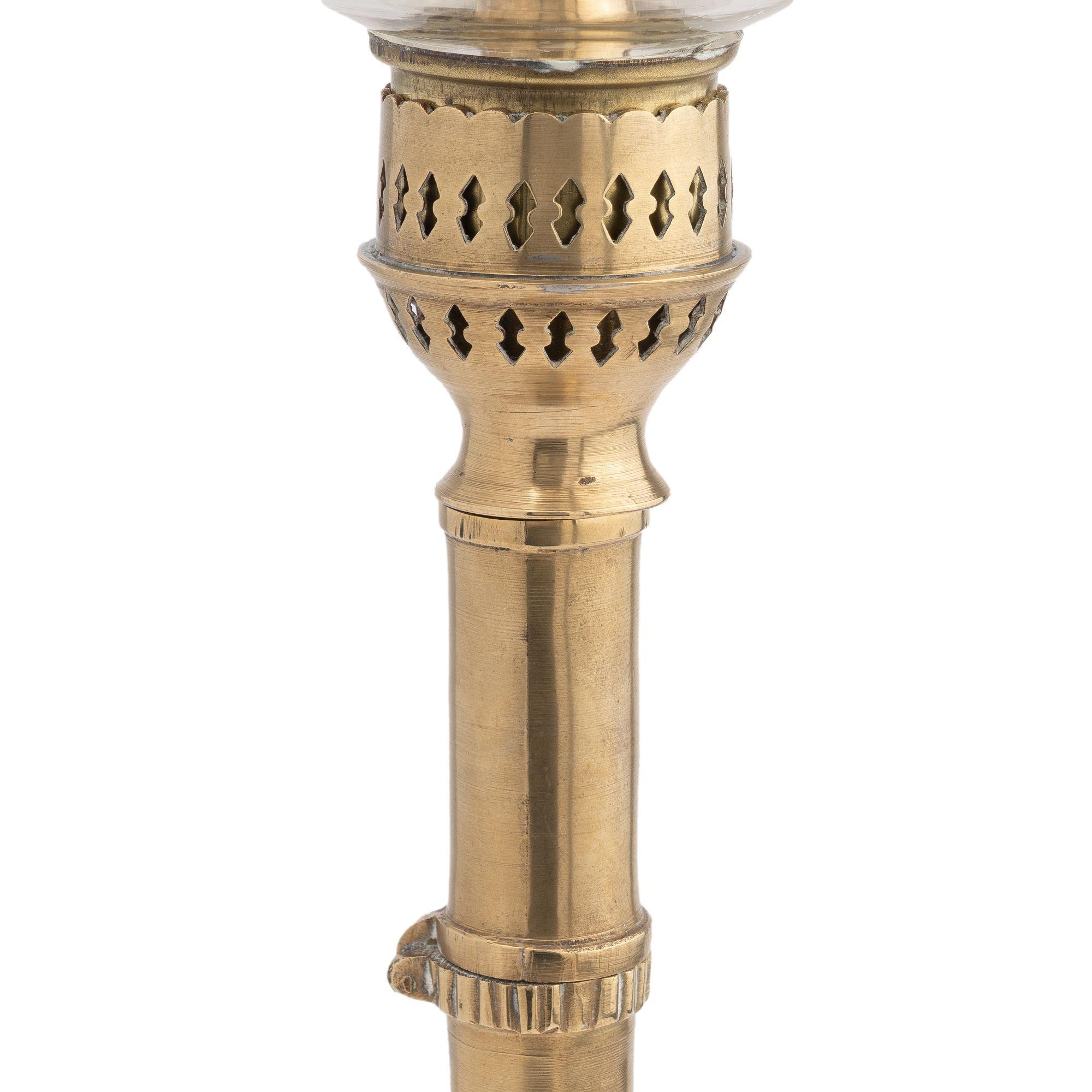 German Silver Convertible Hurricane Lamp with Glass Shade, 1830-50 1